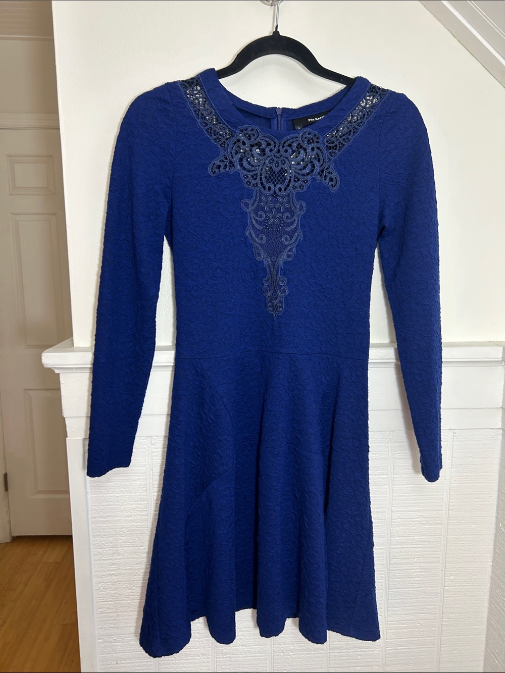 The Kooples Royal Blue Lace Neck Fit & Flare Dress women’s small